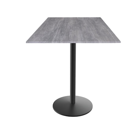 42 Tall OD214 Black Table Base W22 Dia Foot And 32x32 Square Greystone Top,IndoorOutdoor